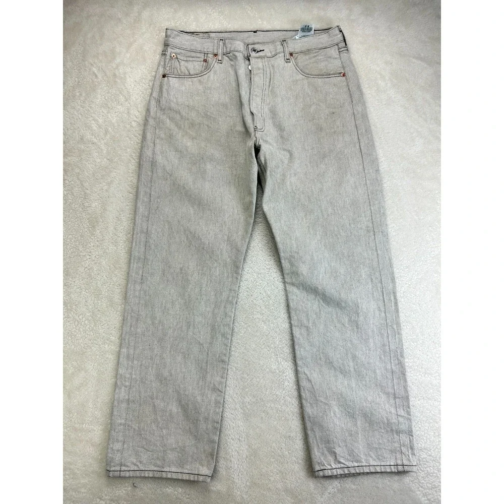 Levi's 501 XX Straight Fit Jeans Mens 38x32 White Twill Button Fly Pockets READ